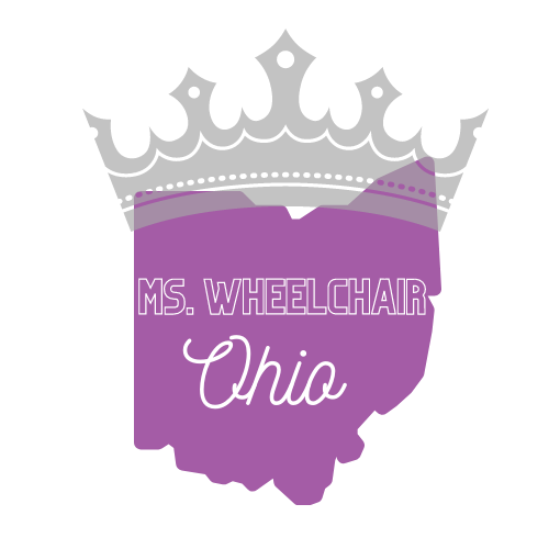 [Image description: MWOH's logo is the state of Ohio in purple with the text "Ms. Wheelchair Ohio" in white in the middle. The state is wearing a silver crown.]